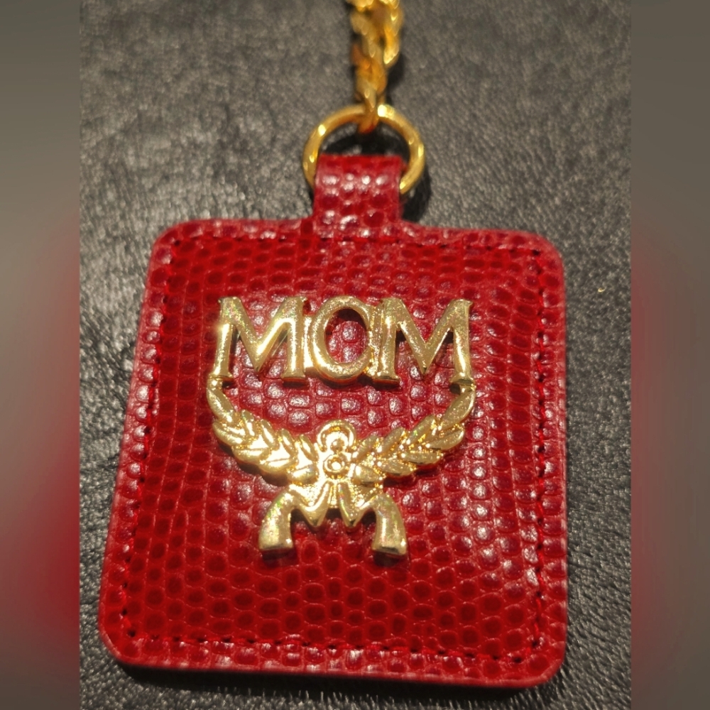MCM Burgundy Keychain With Box